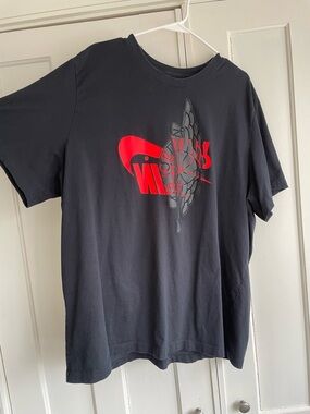 Nike Air Jordan Futura Wings T-shirt Rubberized Black Logo Mens 3XL Black Tee